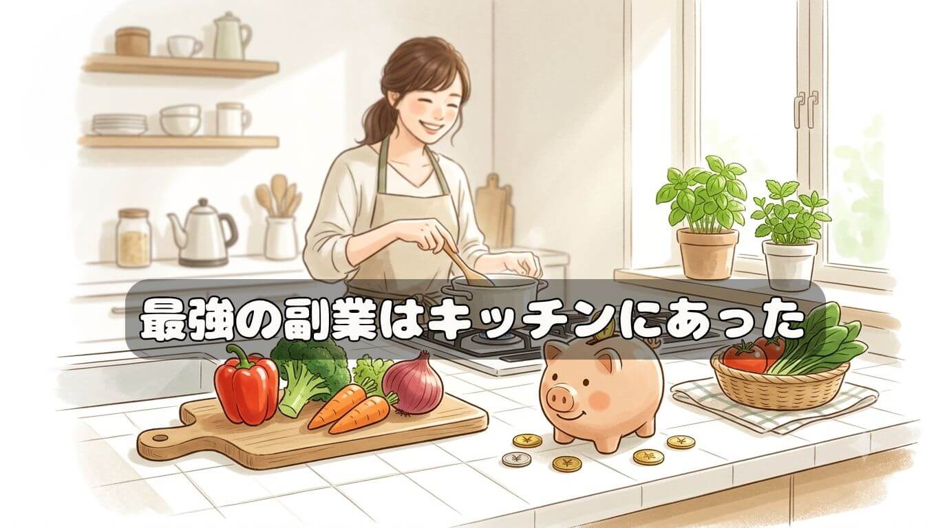 自炊で食費を節約する明るいキッチンと野菜